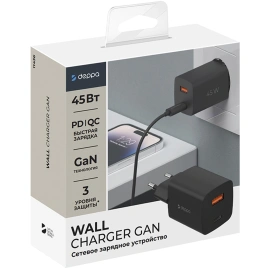 Сетевое зарядное устройство Deppa 45W USB-A/USB-C 11436 Black