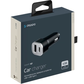 Автомобильное зарядное устройство Deppa 20W USB-A/USB-C 1288 Black