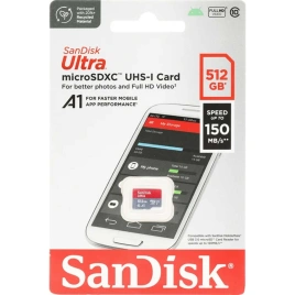 Карта памяти Sandisk Ultra 512GB MicroSDXC Class 10/UHS-1 A1 SDSQUAC-512G-GN6MN