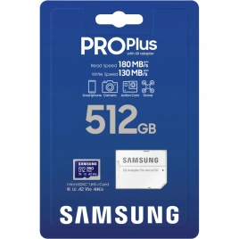Карта памяти Samsung PRO Plus 512GB MicroSDXC Class 10/UHS-I U3 (MB-MD512SA)