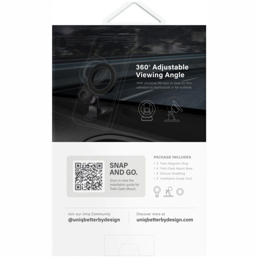 Автомобильный держатель Uniq Trelix Magnetic Dashboard Car mount Black фото 6