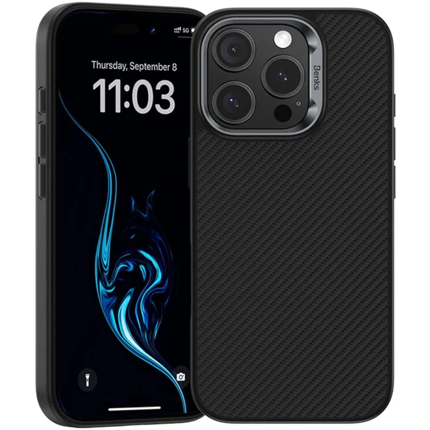 Чехол Benks Kevlar ArmorPro Case with MagSafe 600D для iPhone 16 Pro Black/Metal Frame фото 6