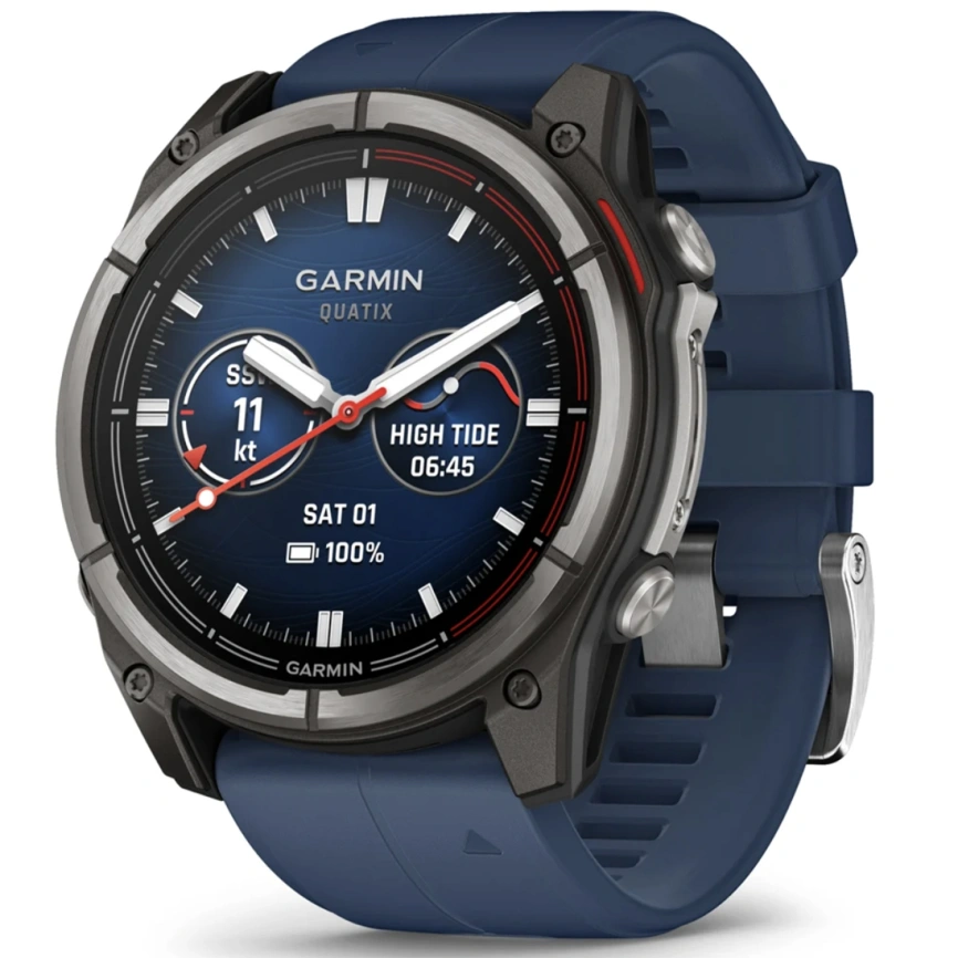 Спортивные часы Garmin Quatix 8 47mm (010-02904-51) Amoled Sapphire Titanium Grey with Blue Band фото 1