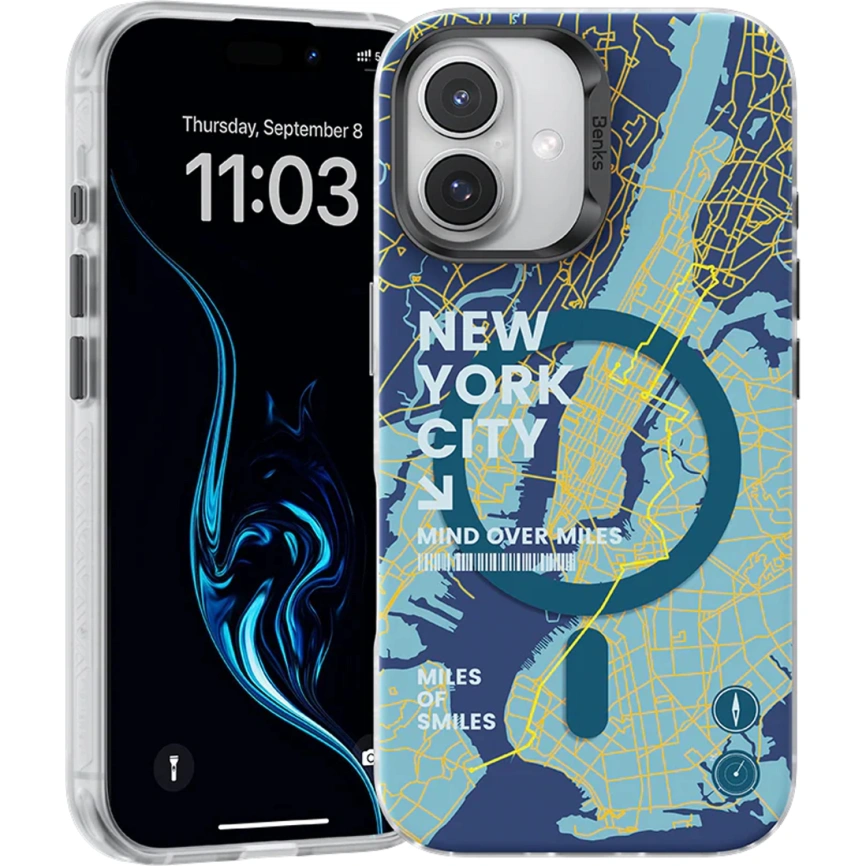 Чехол Benks Magnetic City Case with MagSafe для iPhone 16 New York фото 1