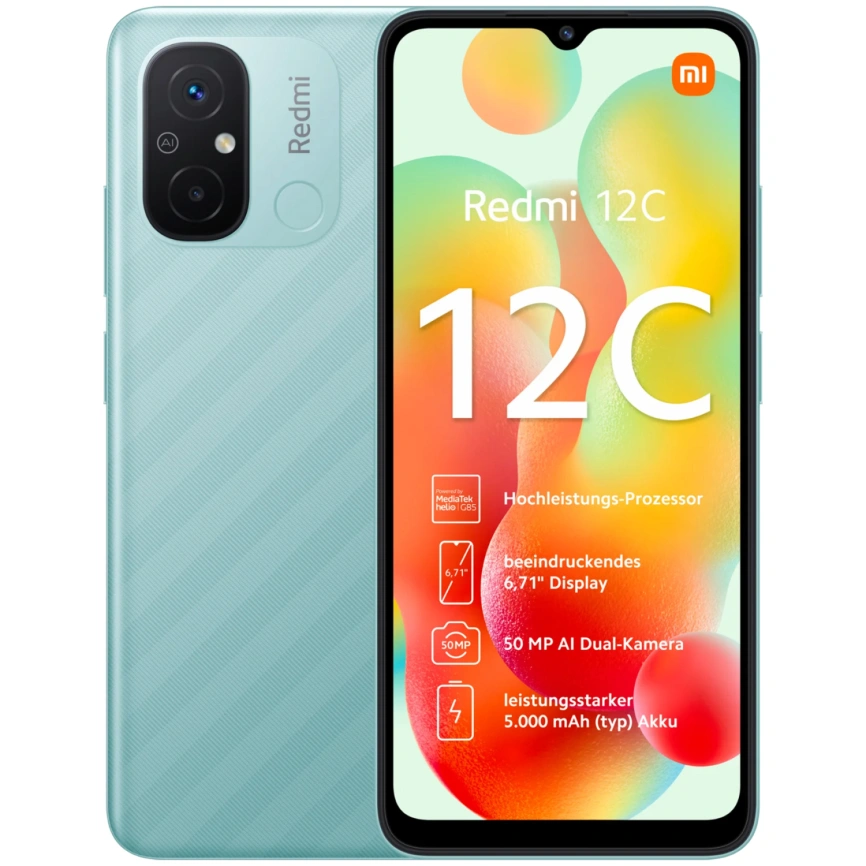 Смартфон XiaoMi Redmi 12C 3/64Gb (NFC) Mint Global Version EAC фото 1