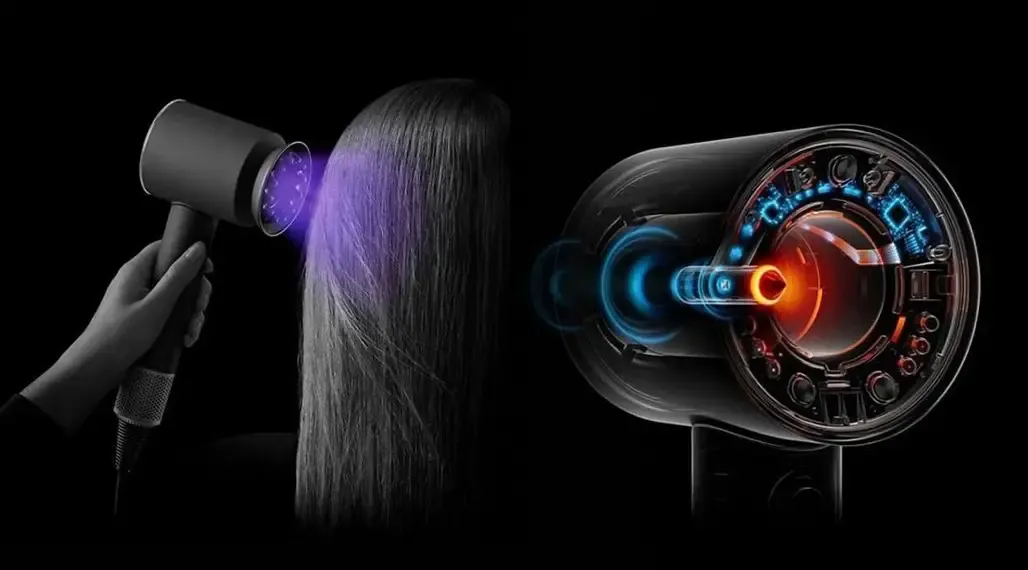 стайлера Dyson в в процессе использования, с акцентом на правильную технику и безопасность